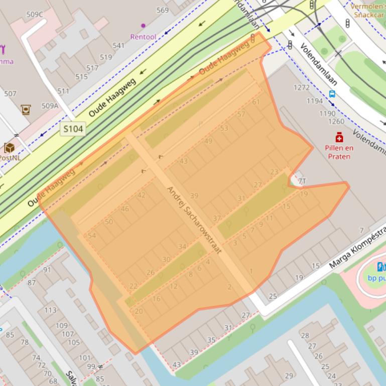 Kaart van postcodegebied 2552HK.