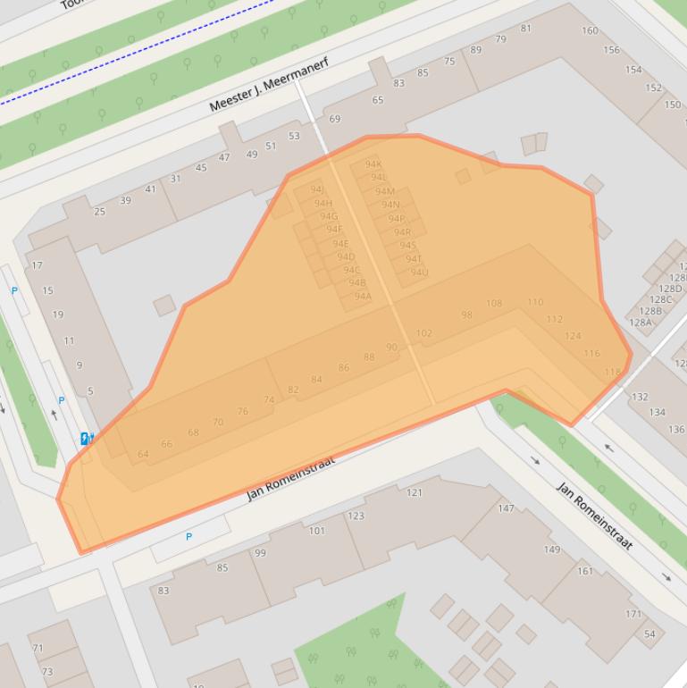 Kaart van postcodegebied 2552KE.