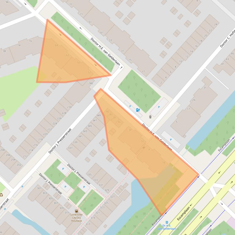 Kaart van postcodegebied 2552KK.