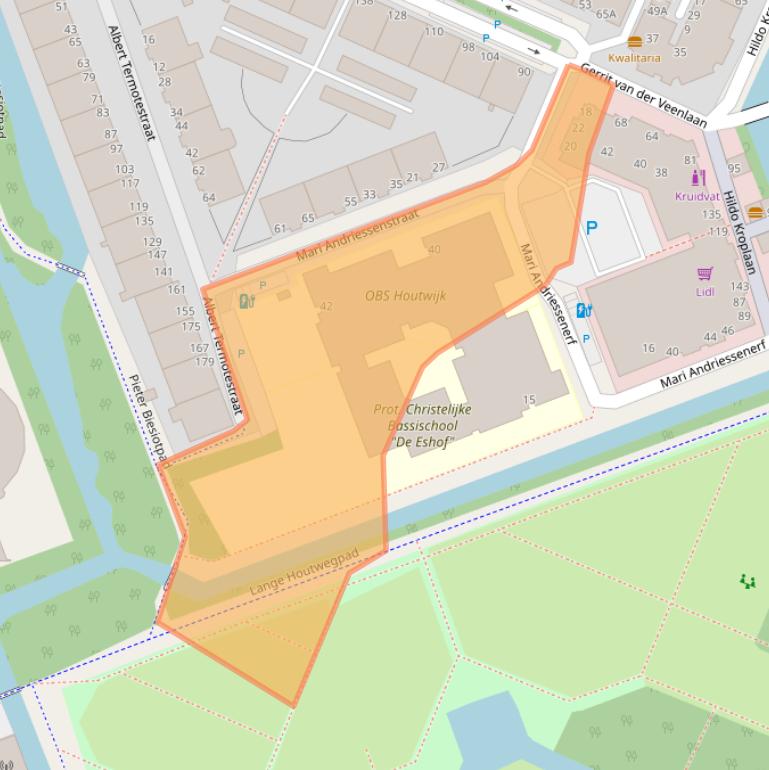 Kaart van postcodegebied 2552KN.
