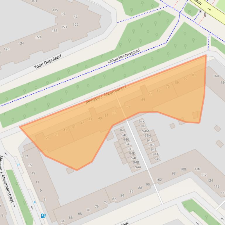 Kaart van postcodegebied 2552KT.