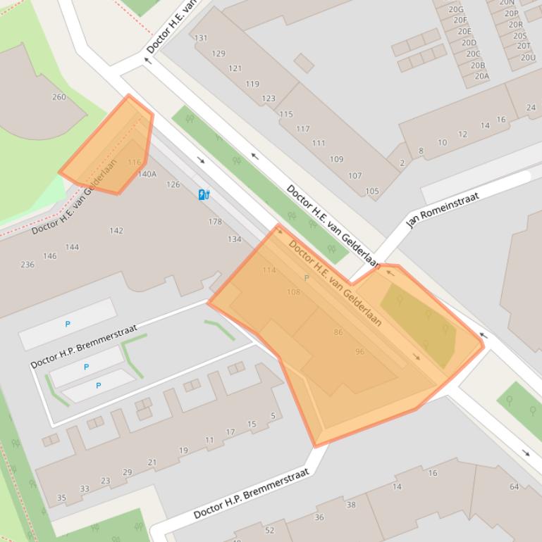 Kaart van postcodegebied 2552KV.