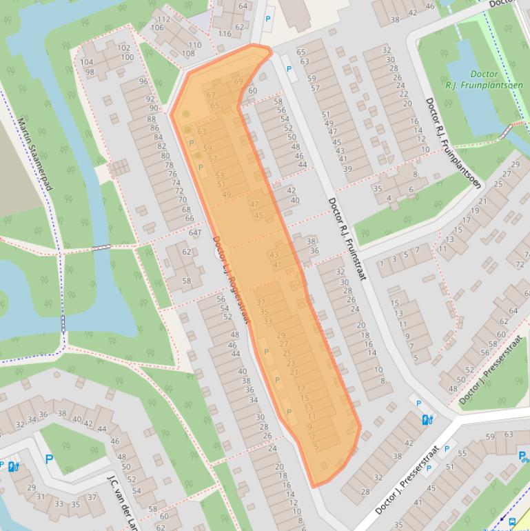 Kaart van postcodegebied 2552LC.