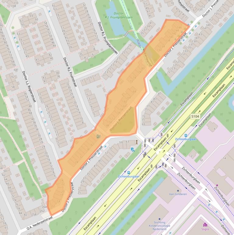 Kaart van postcodegebied 2552LN.