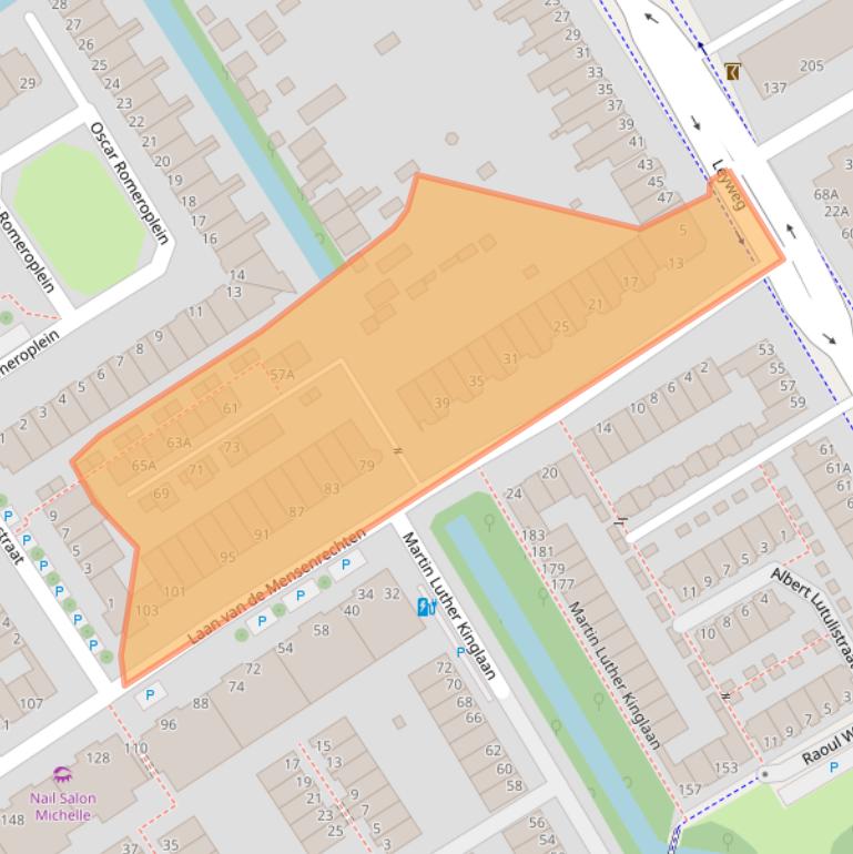 Kaart van postcodegebied 2552NP.