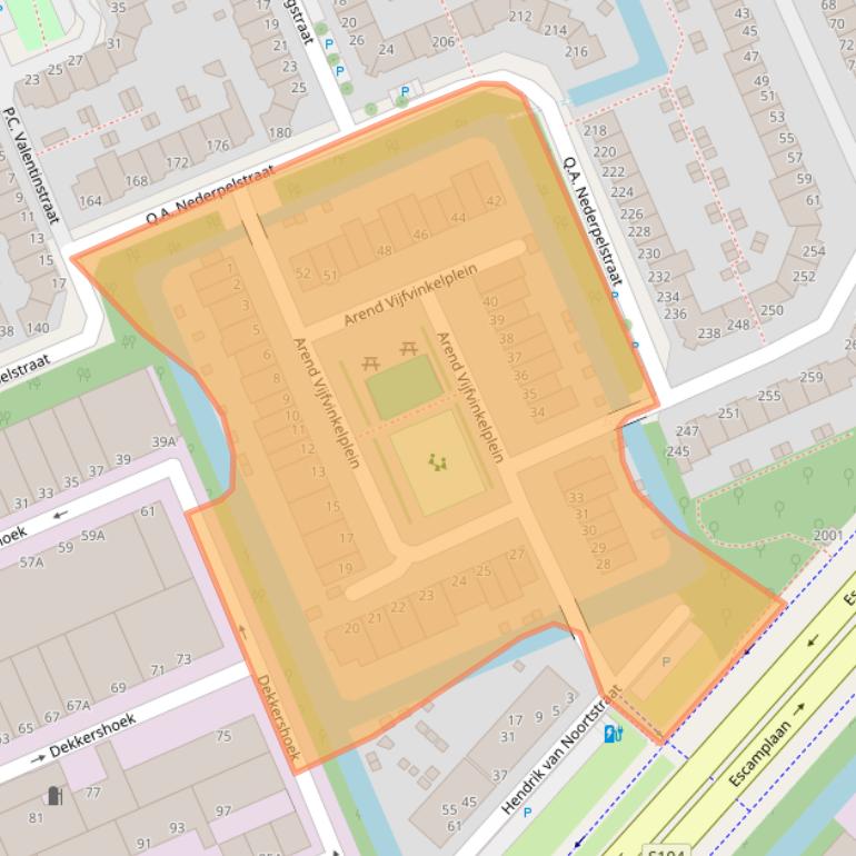Kaart van postcodegebied 2552RX.