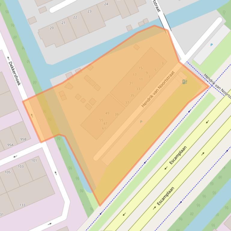 Kaart van postcodegebied 2552RZ.