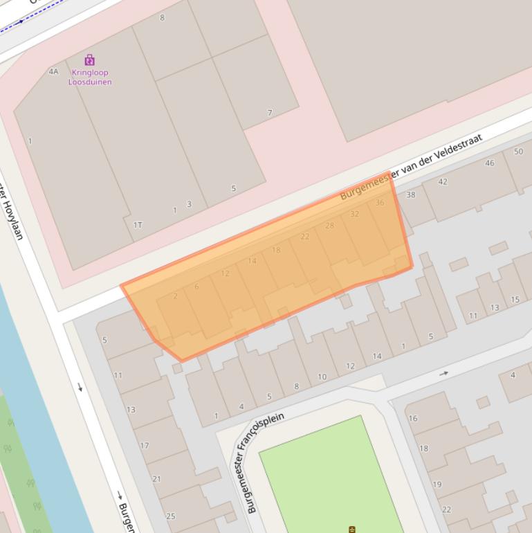 Kaart van postcodegebied 2552TG.