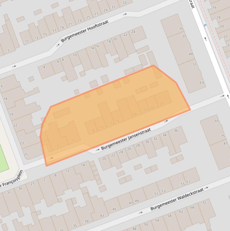 Kaart van postcodegebied 2552TP.