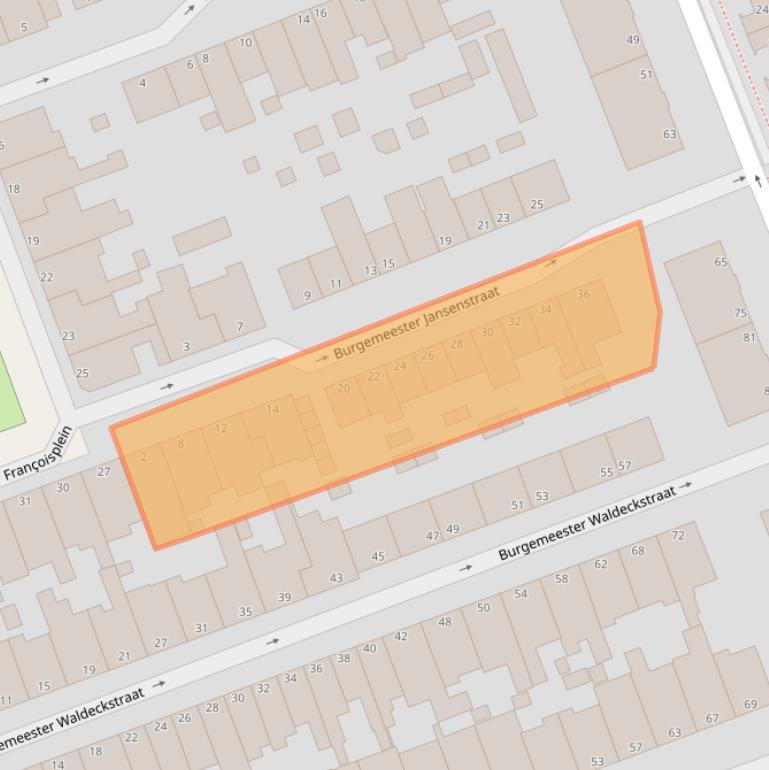 Kaart van postcodegebied 2552TR.