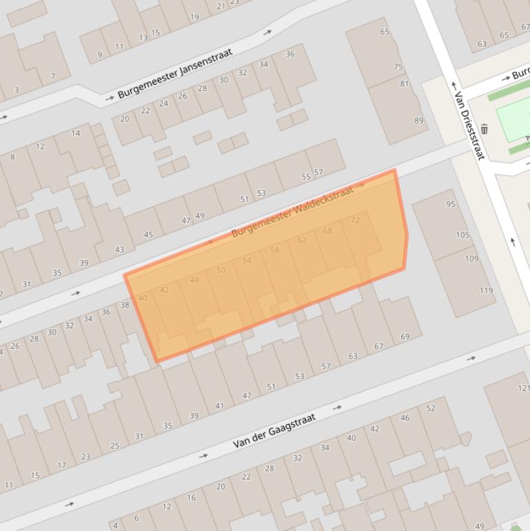 Kaart van postcodegebied 2552TW.