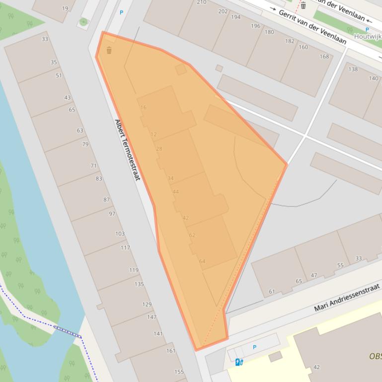 Kaart van postcodegebied 2552TZ.