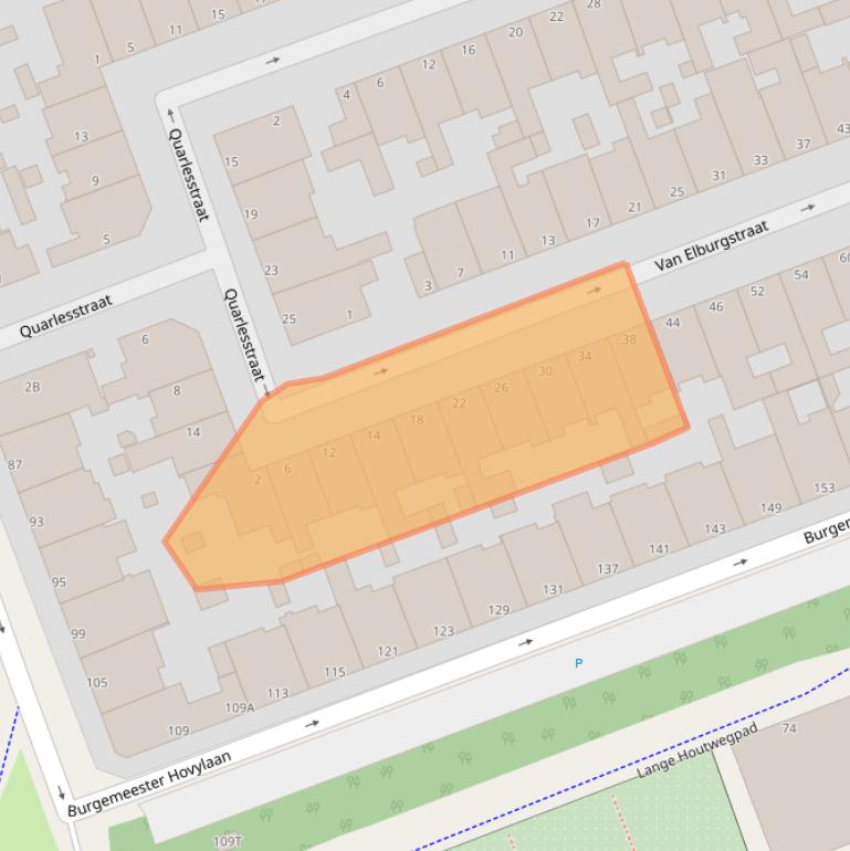 Kaart van postcodegebied 2552VL.