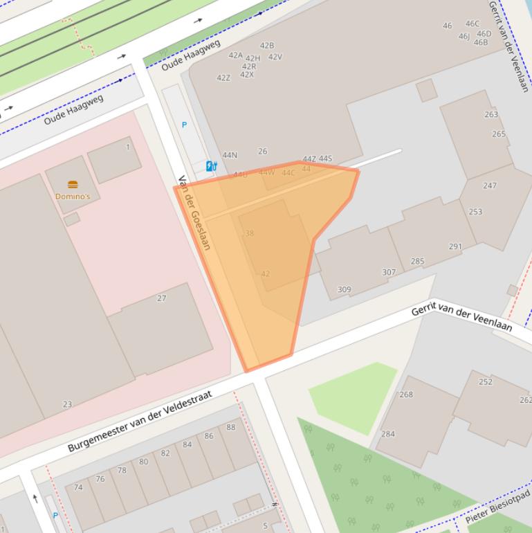 Kaart van postcodegebied 2552VX.