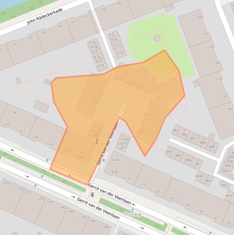 Kaart van postcodegebied 2552WH.