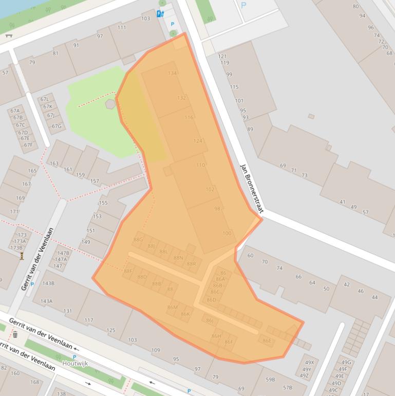 Kaart van postcodegebied 2552WT.