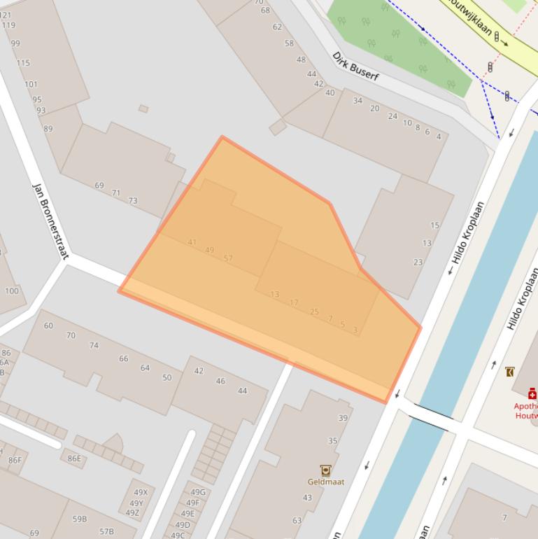 Kaart van postcodegebied 2552WV.