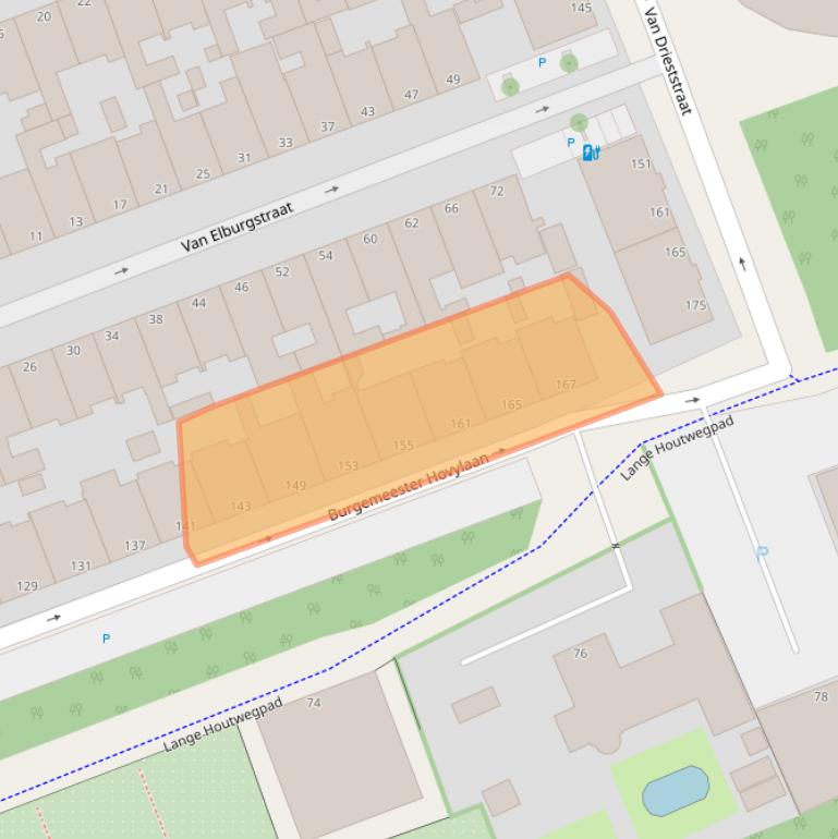 Kaart van postcodegebied 2552XB.