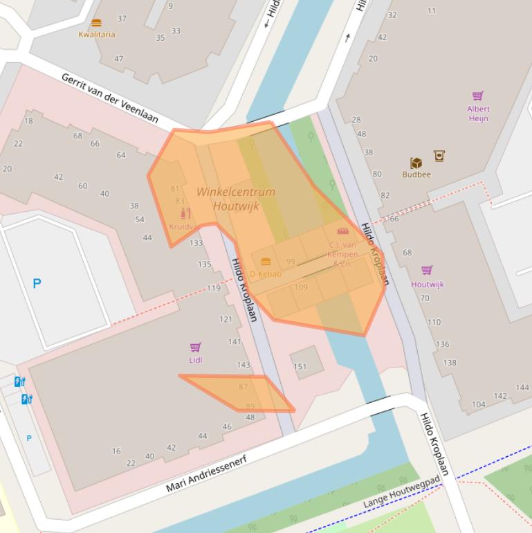 Kaart van postcodegebied 2552XP.