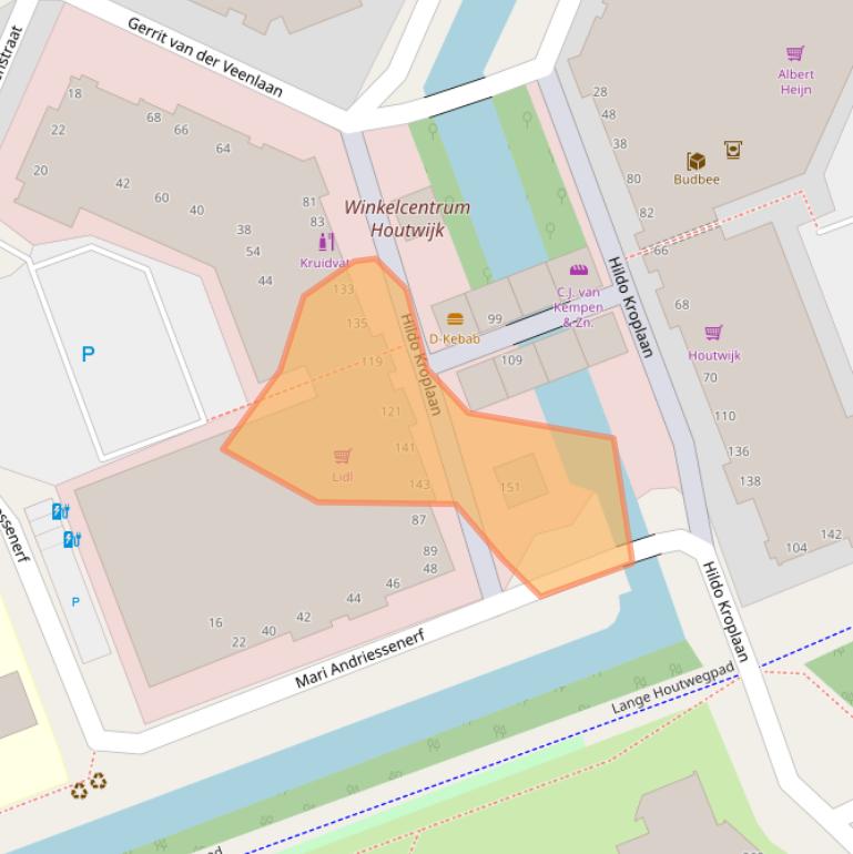 Kaart van postcodegebied 2552XR.