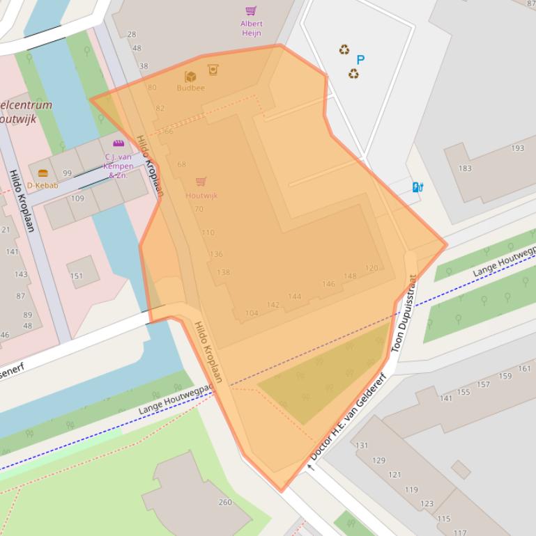 Kaart van postcodegebied 2552XT.