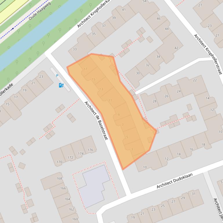 Kaart van postcodegebied 2552XW.