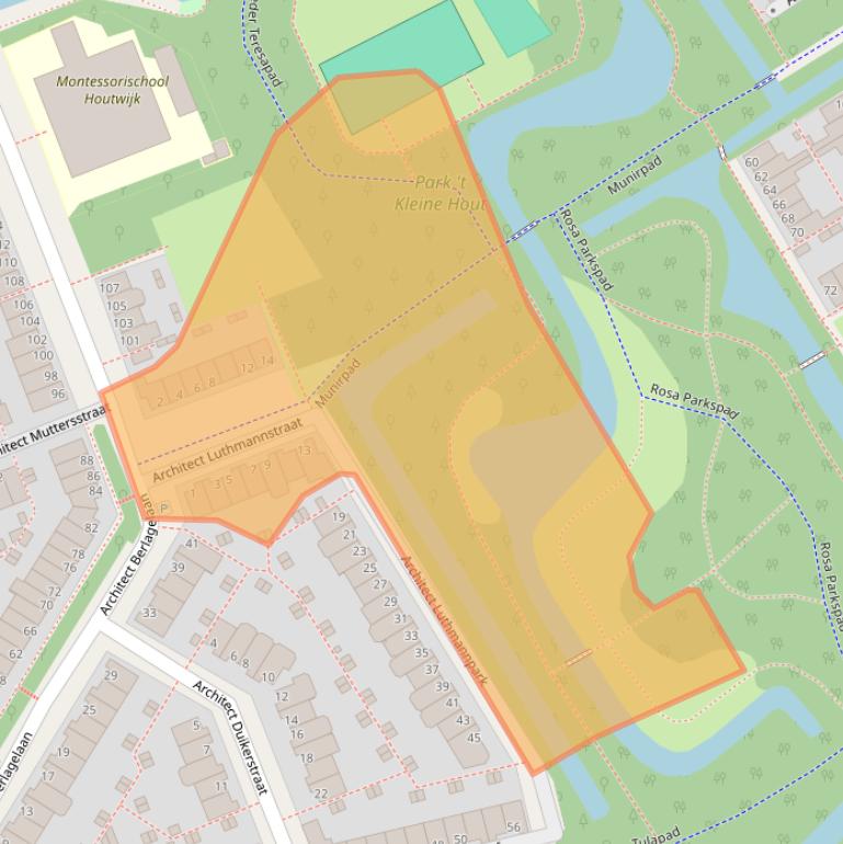 Kaart van postcodegebied 2552ZH.