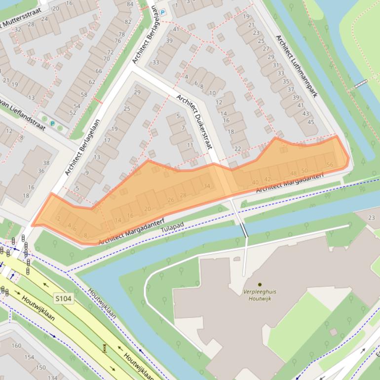 Kaart van postcodegebied 2552ZT.