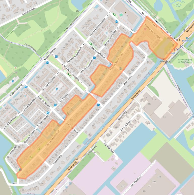 Kaart van postcodegebied 2553DA.