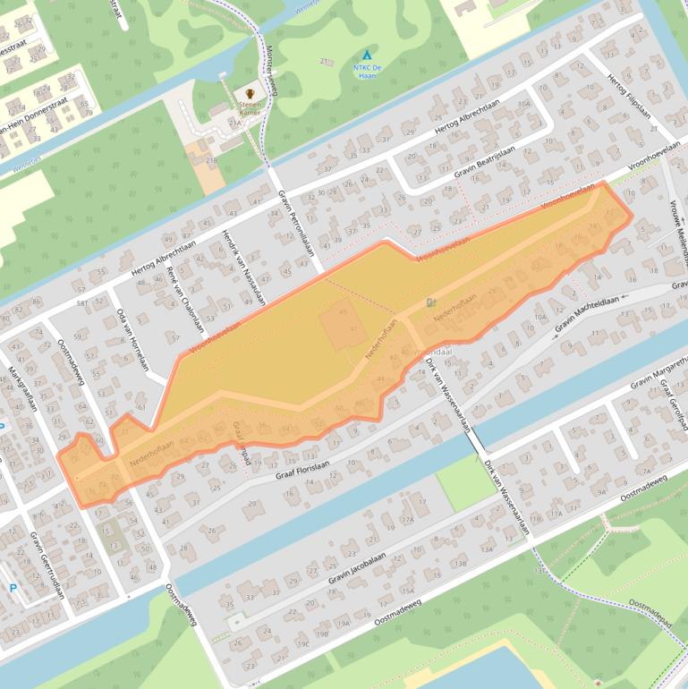 Kaart van postcodegebied 2553EW.