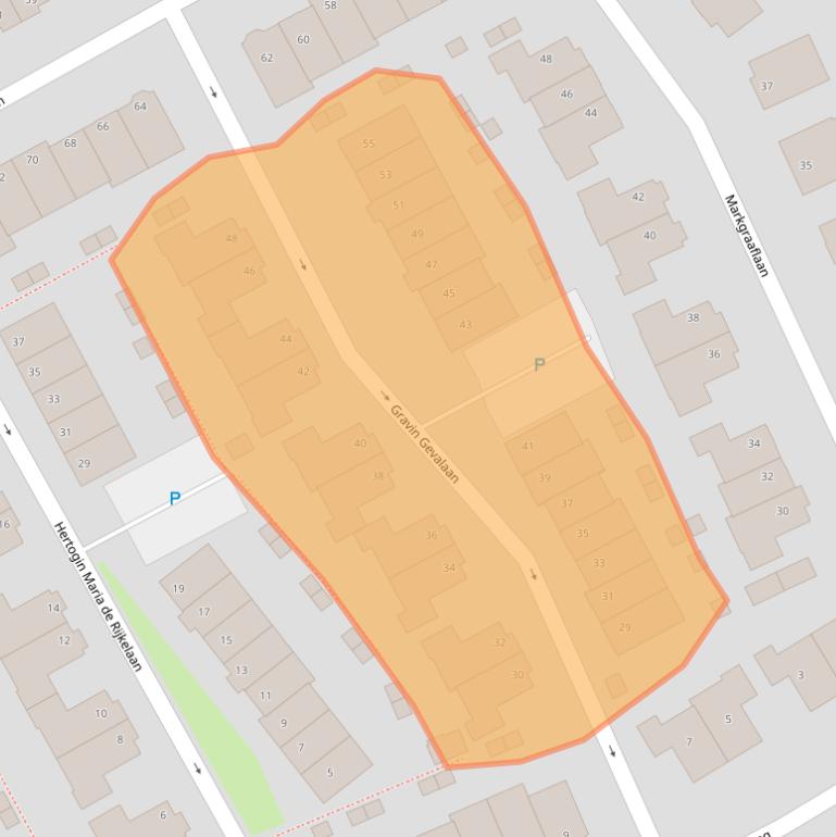 Kaart van postcodegebied 2553MB.