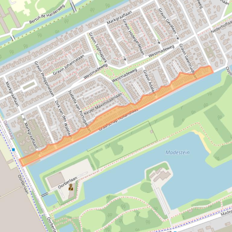 Kaart van postcodegebied 2553MC.