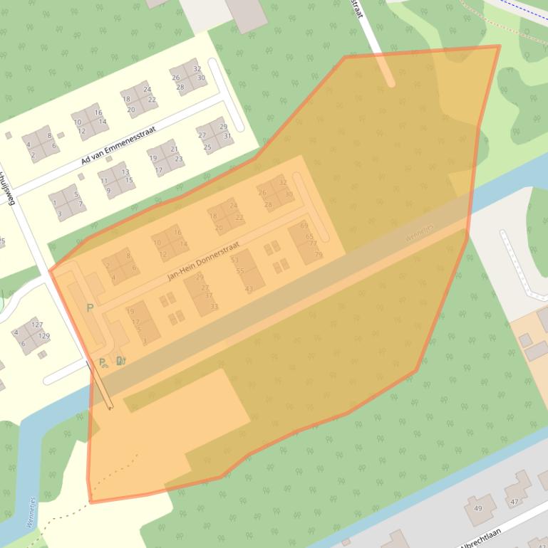 Kaart van postcodegebied 2553RZ.