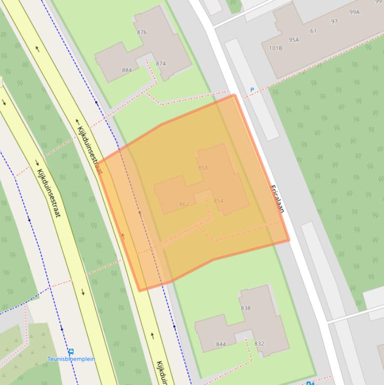 Kaart van postcodegebied 2554AB.