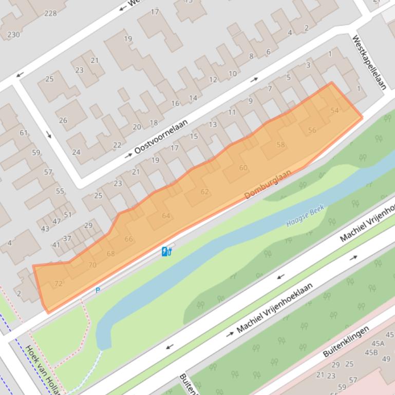 Kaart van postcodegebied 2554AS.