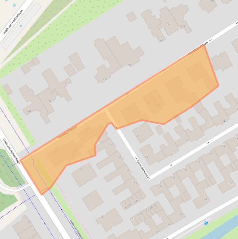 Kaart van postcodegebied 2554AV.