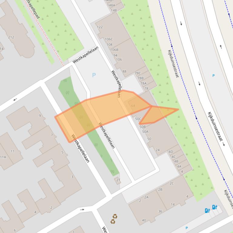 Kaart van postcodegebied 2554AX.