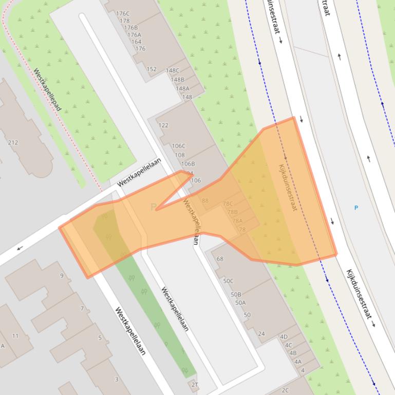 Kaart van postcodegebied 2554AZ.