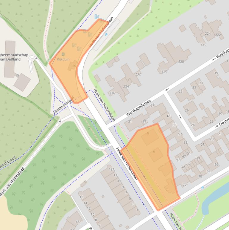 Kaart van postcodegebied 2554EB.