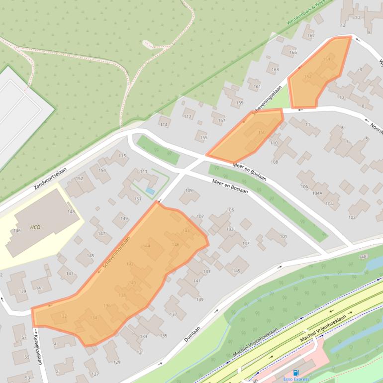 Kaart van postcodegebied 2554EX.