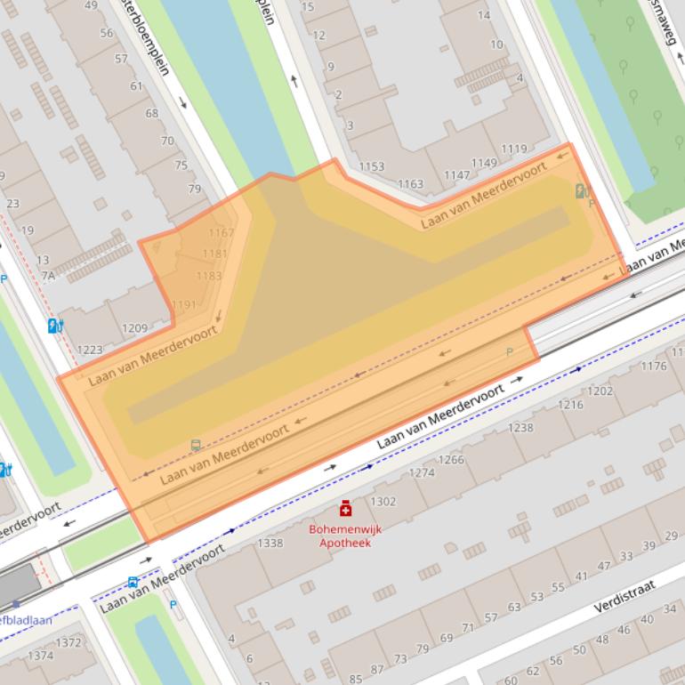 Kaart van postcodegebied 2555BC.