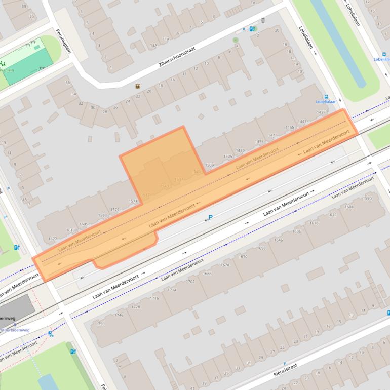 Kaart van postcodegebied 2555BP.