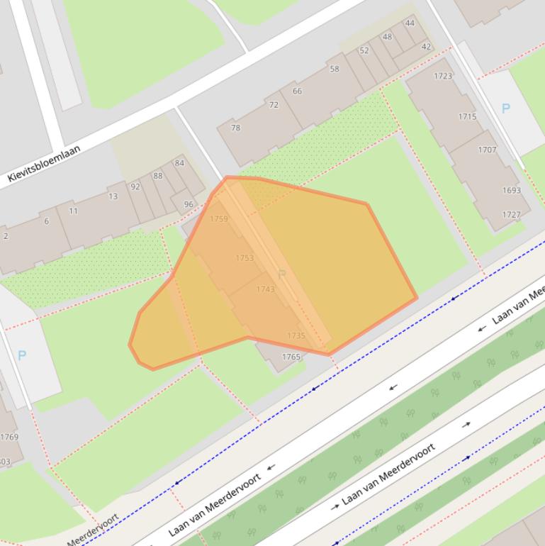 Kaart van postcodegebied 2555BV.