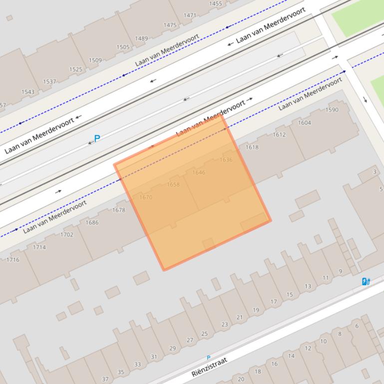 Kaart van postcodegebied 2555CS.