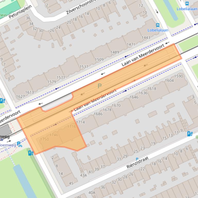 Kaart van postcodegebied 2555CW.