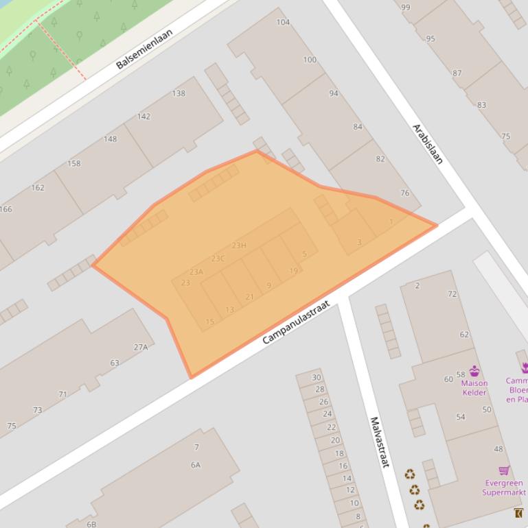 Kaart van postcodegebied 2555DA.