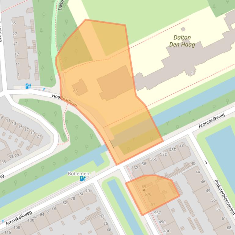 Kaart van postcodegebied 2555EC.