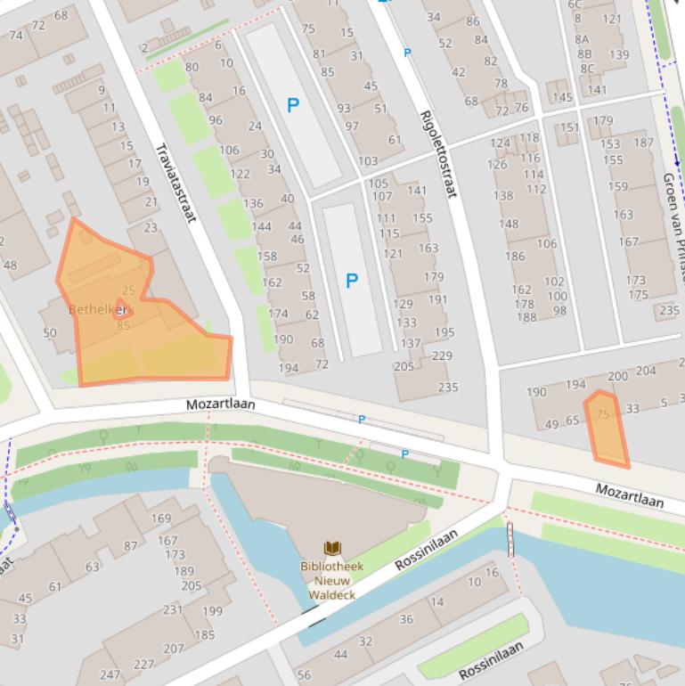 Kaart van postcodegebied 2555JD.