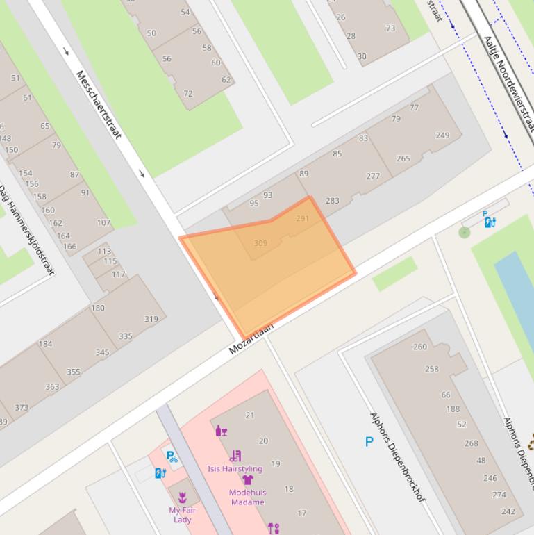 Kaart van postcodegebied 2555KB.