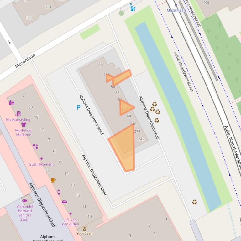 Kaart van postcodegebied 2555KM.